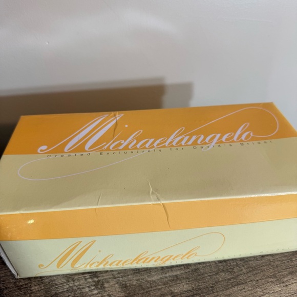 Michaelangelo David’s Bridal Silver Rhinestone Wedge Peep Toe Dress Shoes Sz 11 - Picture 11 of 13